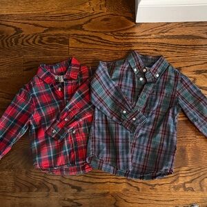 Boys Holiday shirts Plaid Kids Shirts - Red and Blue